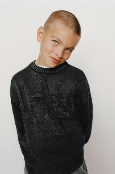 JERSEY PUNTO ACID WASH - Negro de Zara