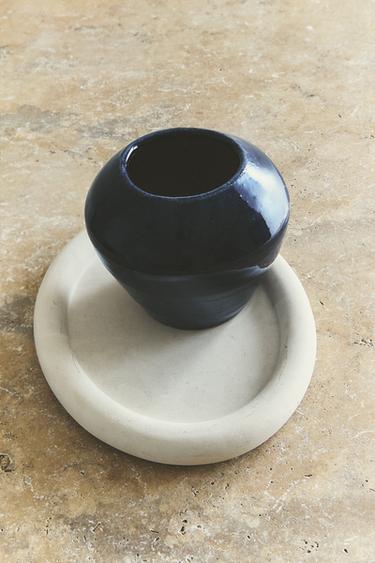 ENAMELLED TERRACOTTA VASE - Blue by Zara