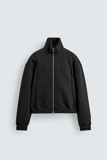 УКОРОЧЕНА КУРТКА З ТЕХНІЧНОЇ ТКАНИНИ - Чорний Zara