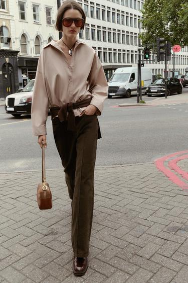 POPLIN SHIRT WITH BUTTONS - Beige by Zara