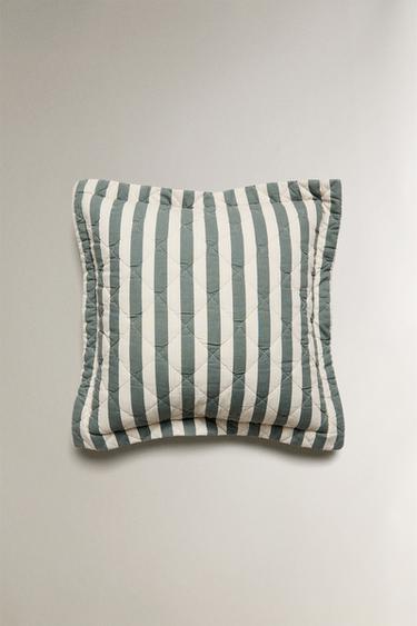 FEDERA DA CUSCINO PER BAMBINI A RIGHE IN COTONE - Verde / Blu di Zara - Immagine 0