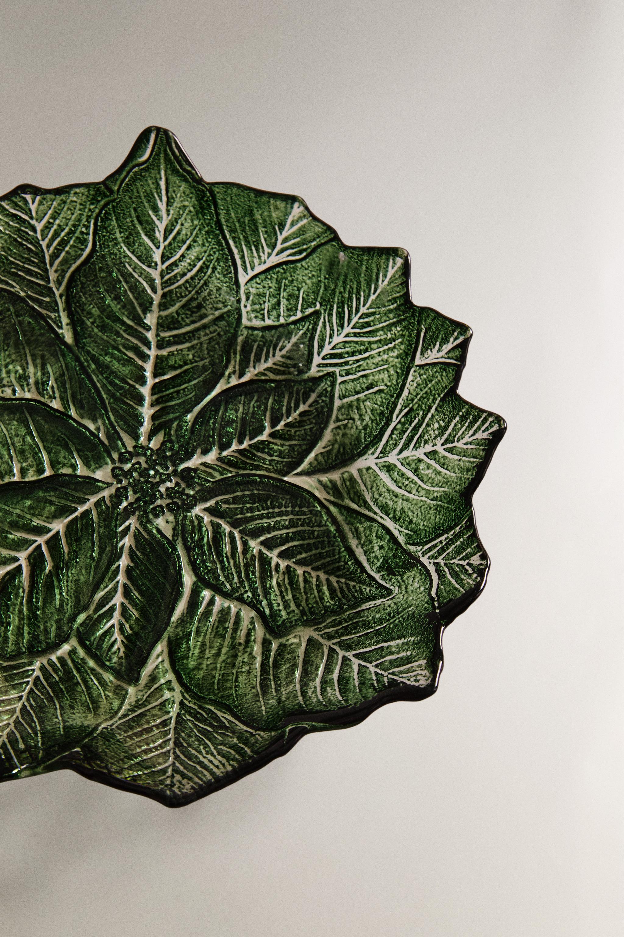 CHRISTMAS GLASS FLOWER DESSERT PLATE