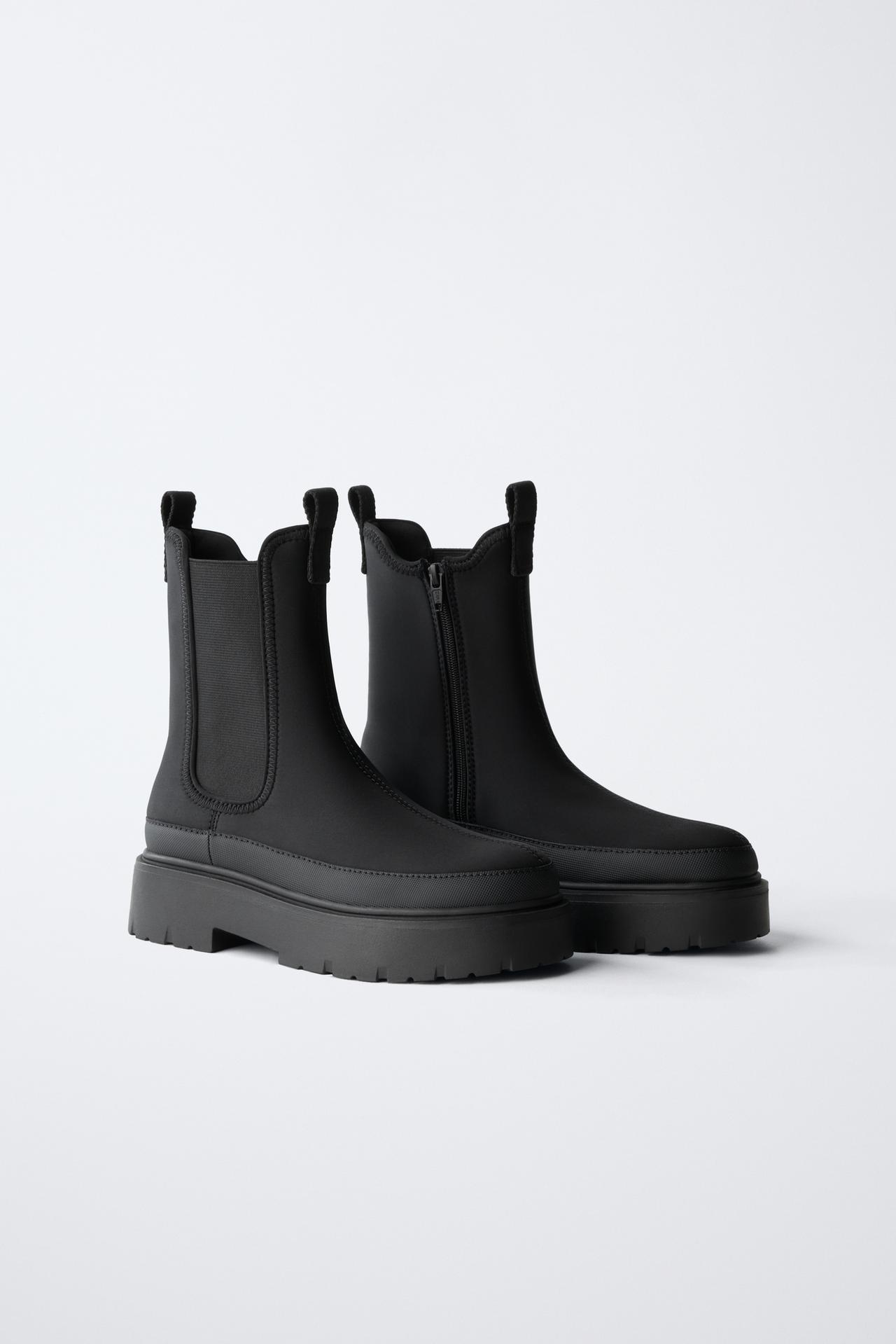 NEOPRENE CHELSEA BOOTS — Black