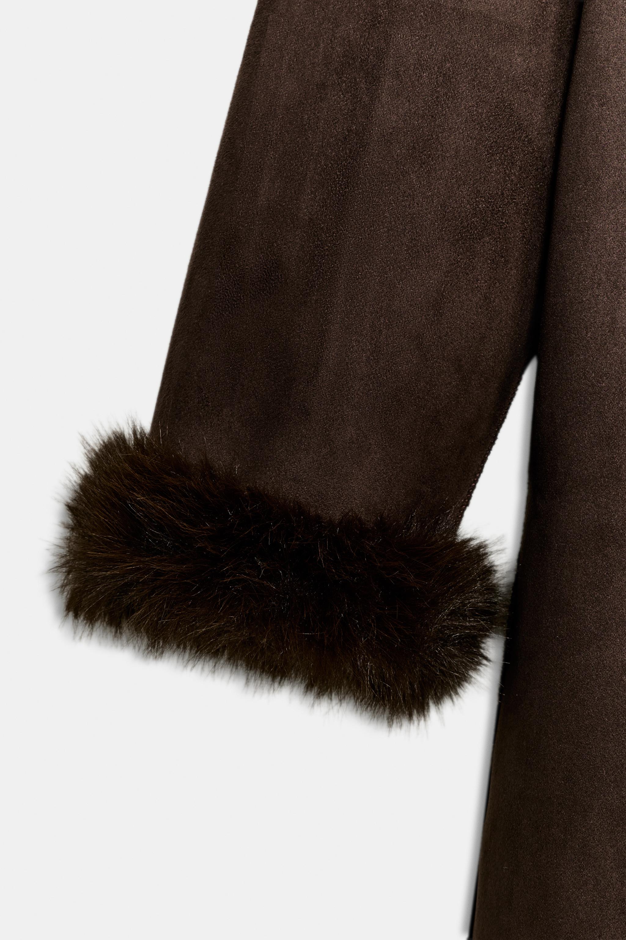 BELTED FAUX FUR COAT ZW COLLECTION