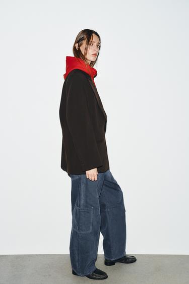 VESTE OVERSIZE À BOUTONNAGE CROISÉ - Aubergine foncé de Zara - Image 3