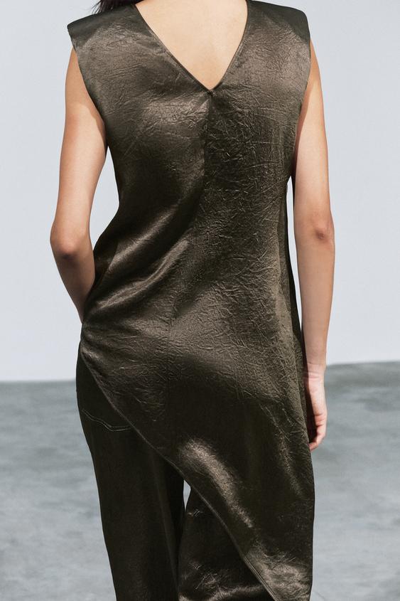 TOP SATINÉ ZW COLLECTION - Vert foncé de Zara - Image 2