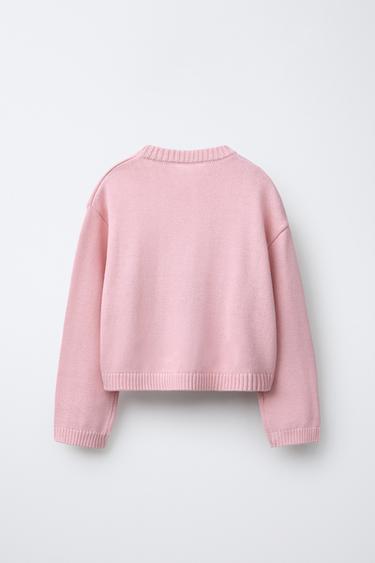 KNIT JUMPER WITH EMBROIDERED SLOGAN - Pastel pink by Zara - Image 1