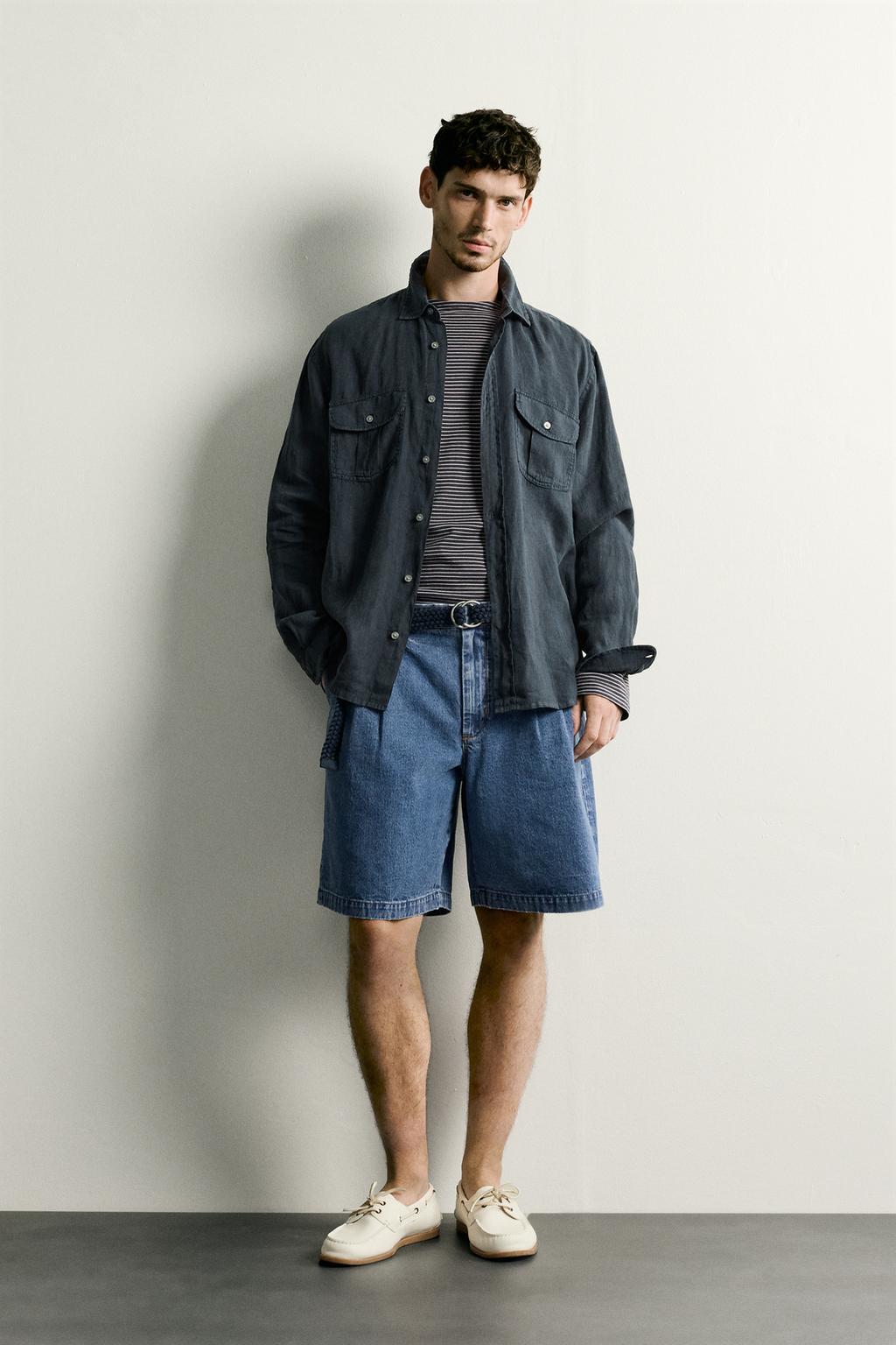 Zara Relaxed fit 100% kətan köynək