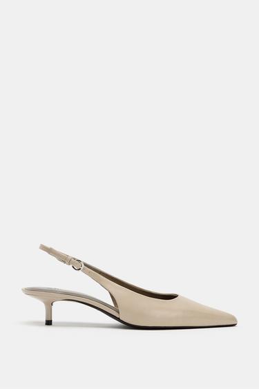KITTEN HEEL SLINGBACK SHOES - Taupe Grey by Zara