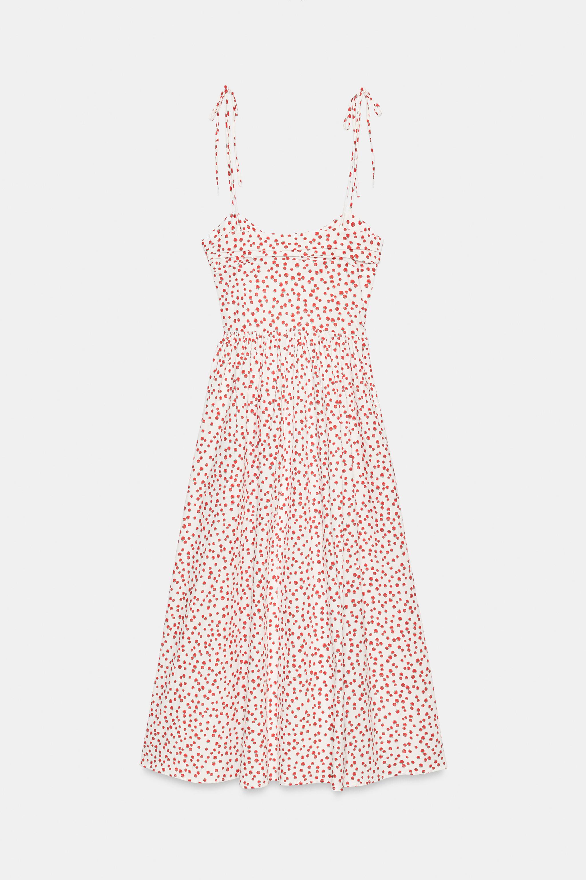 Женские платья Zara PRINTED POPLIN MIDI DRESS — фото 7