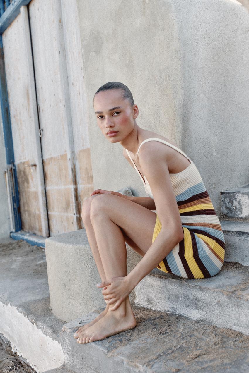 Zara - Striped Knit Mini Dress - Multicolored - S - Woman