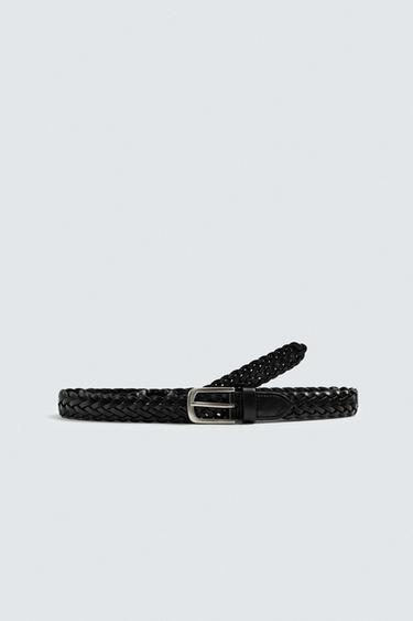 CINTURÓN LARGO PIEL TRENZADA - Negro de Zara
