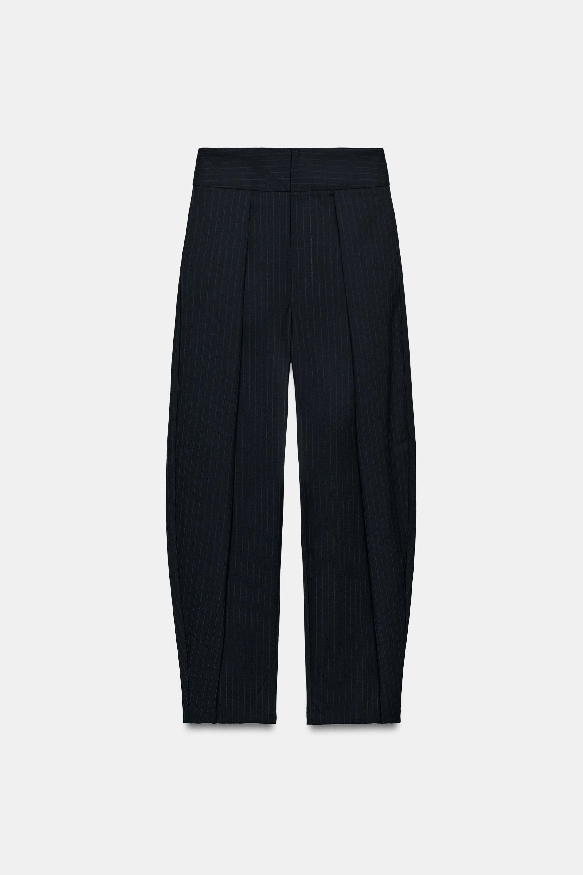 PANTALON BALLOON À PLIS ET RAYURES