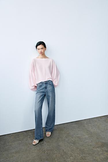 Zara Z1975 系列高腰標準款長版牛仔褲 - 中藍色 - 圖片 0