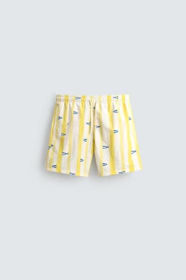 Zara FISH STRIPE SWIMSUIT - White
