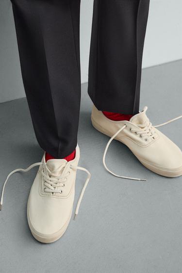 LEATHER TRAINERS - White by Zara