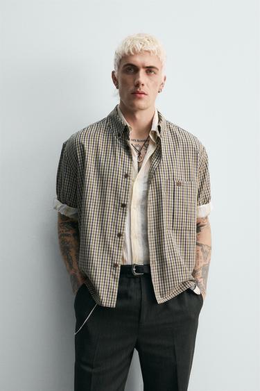 Zara LIMITED EDITION PLAID SHIRT - Green
