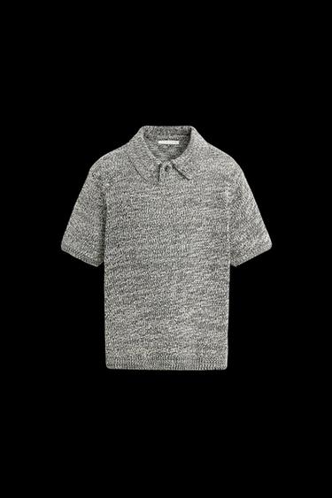 SHINY KNIT POLO SHIRT - Black by Zara