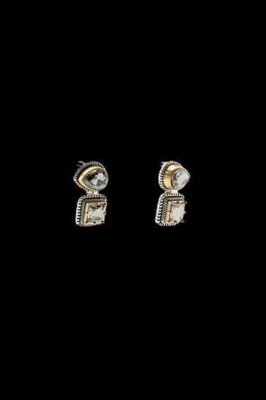 Zara DOUBLE JEWEL EARRINGS - Gold / Silver
