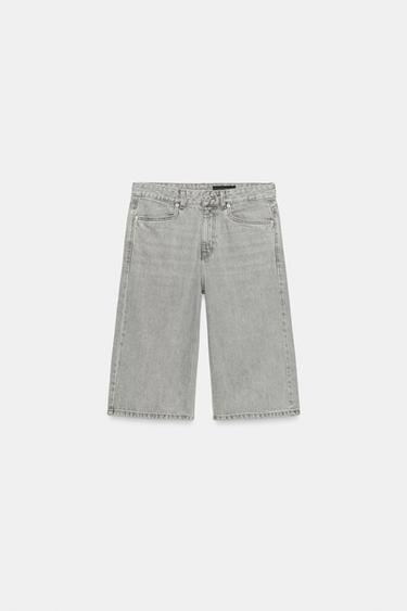 MID-WAIST DENIM BERMUDA SHORTS ZW COLLECTION - Grey by Zara