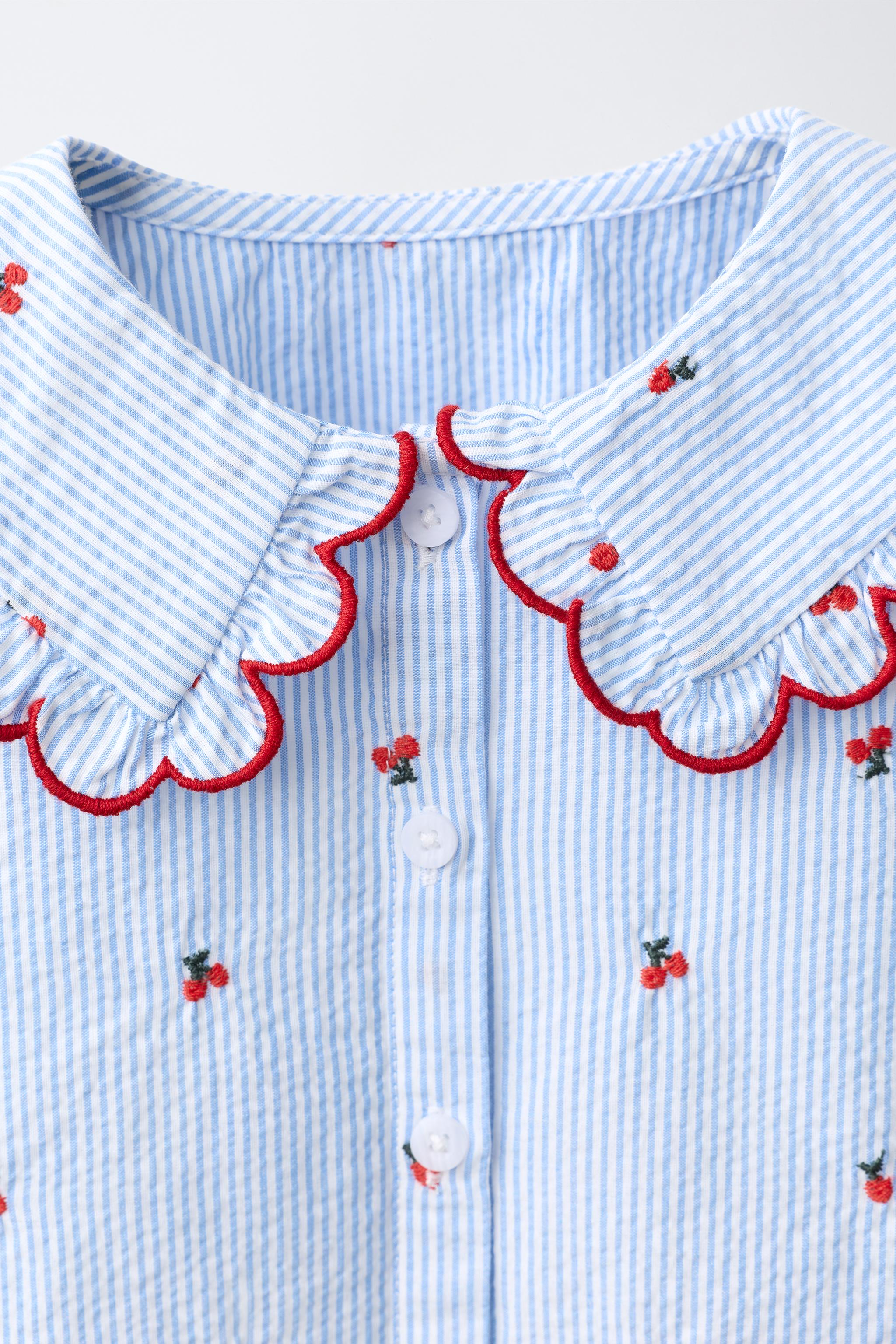EMBROIDERED PETER PAN COLLAR SHIRT