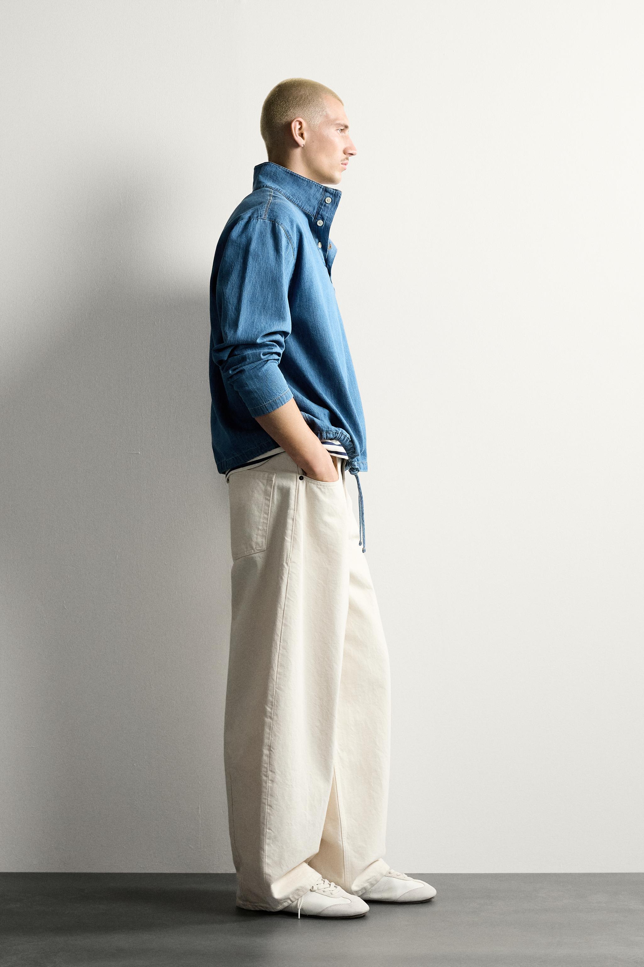 WASHED LIGHTWEIGHT DENIM POLO SHIRT