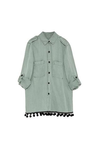 MILITARY SHIRT WITH POMPOMS