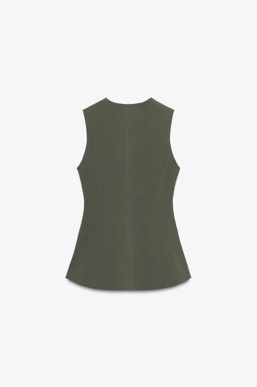 TOP EN COTON ÉLASTIQUE À POCHES - Kaki foncé de Zara - Image 5