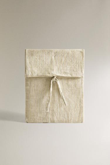 STRIPED MUSLIN MINI COT SHEET SET - Green by Zara