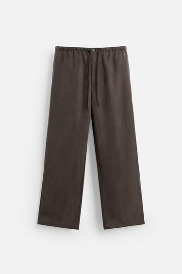 RELAXED FIT FLOWING TROUSERS - Chocolate by Zara