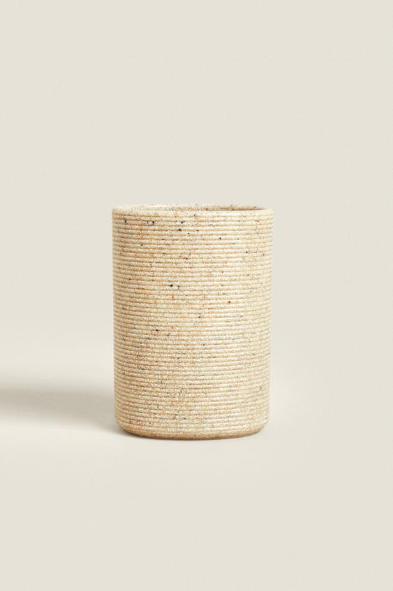 STRIPED RESIN TOOTHBRUSH HOLDER Beige ZARA Canada