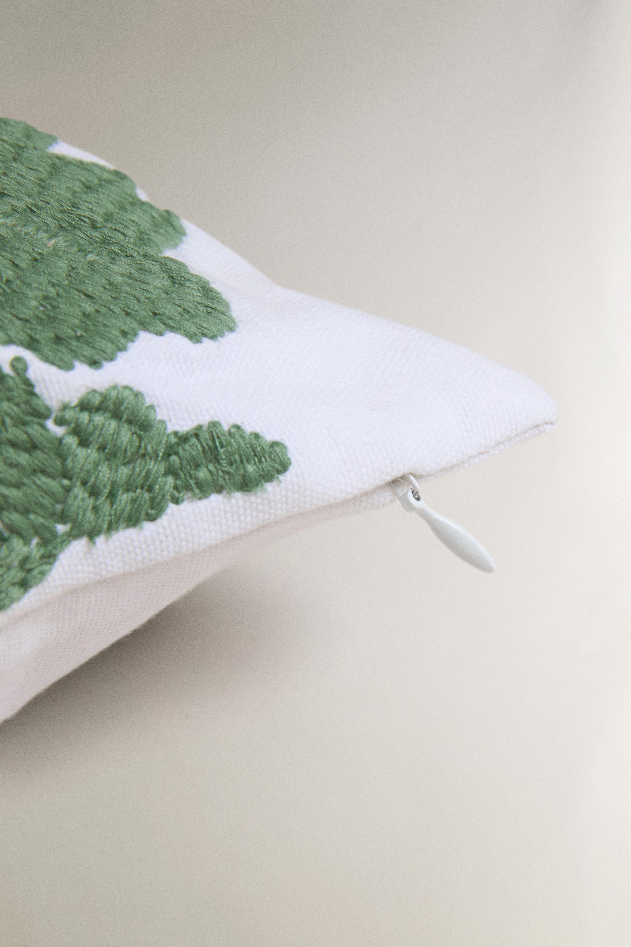 EMBROIDERED FLORAL THROW PILLOW COVER