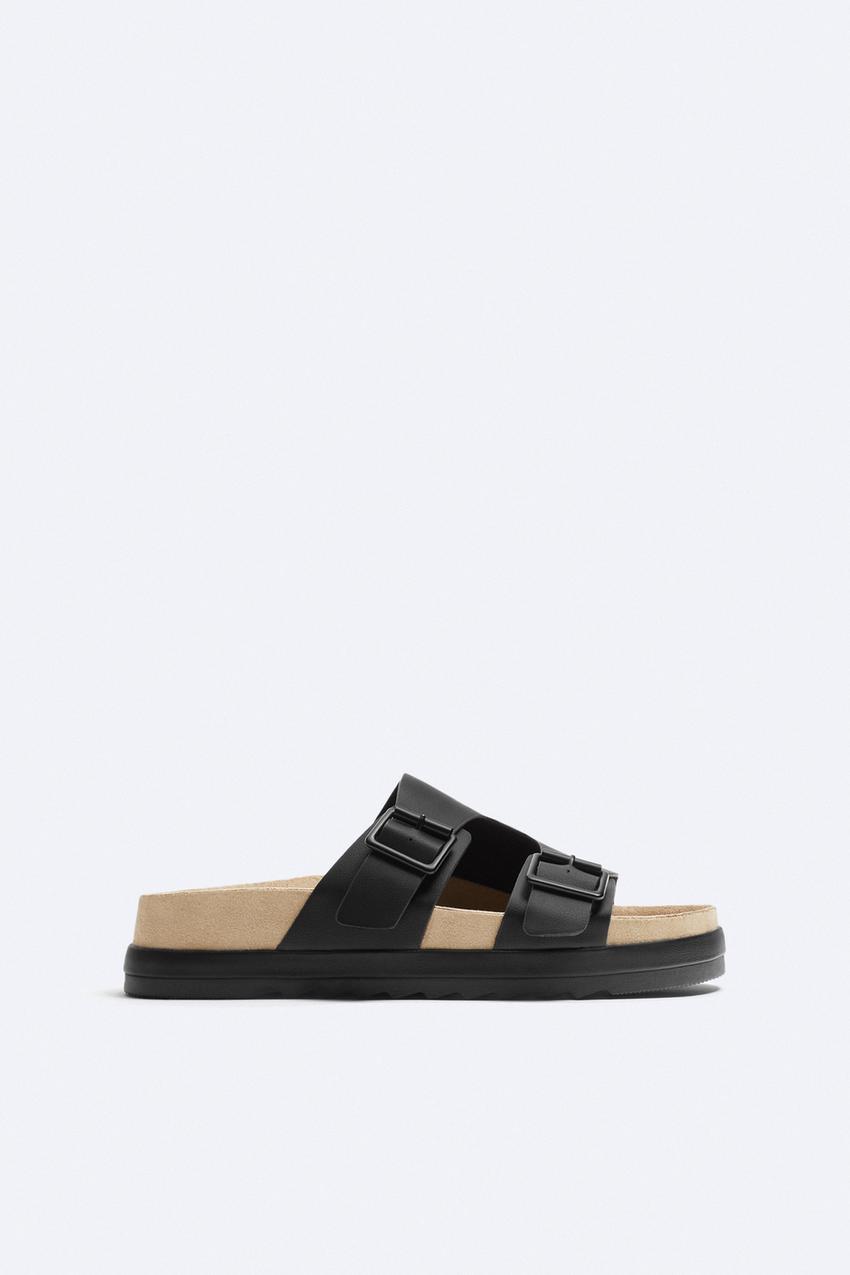STRAPPY SANDALS WITH BUCKLE FASTENING - Black