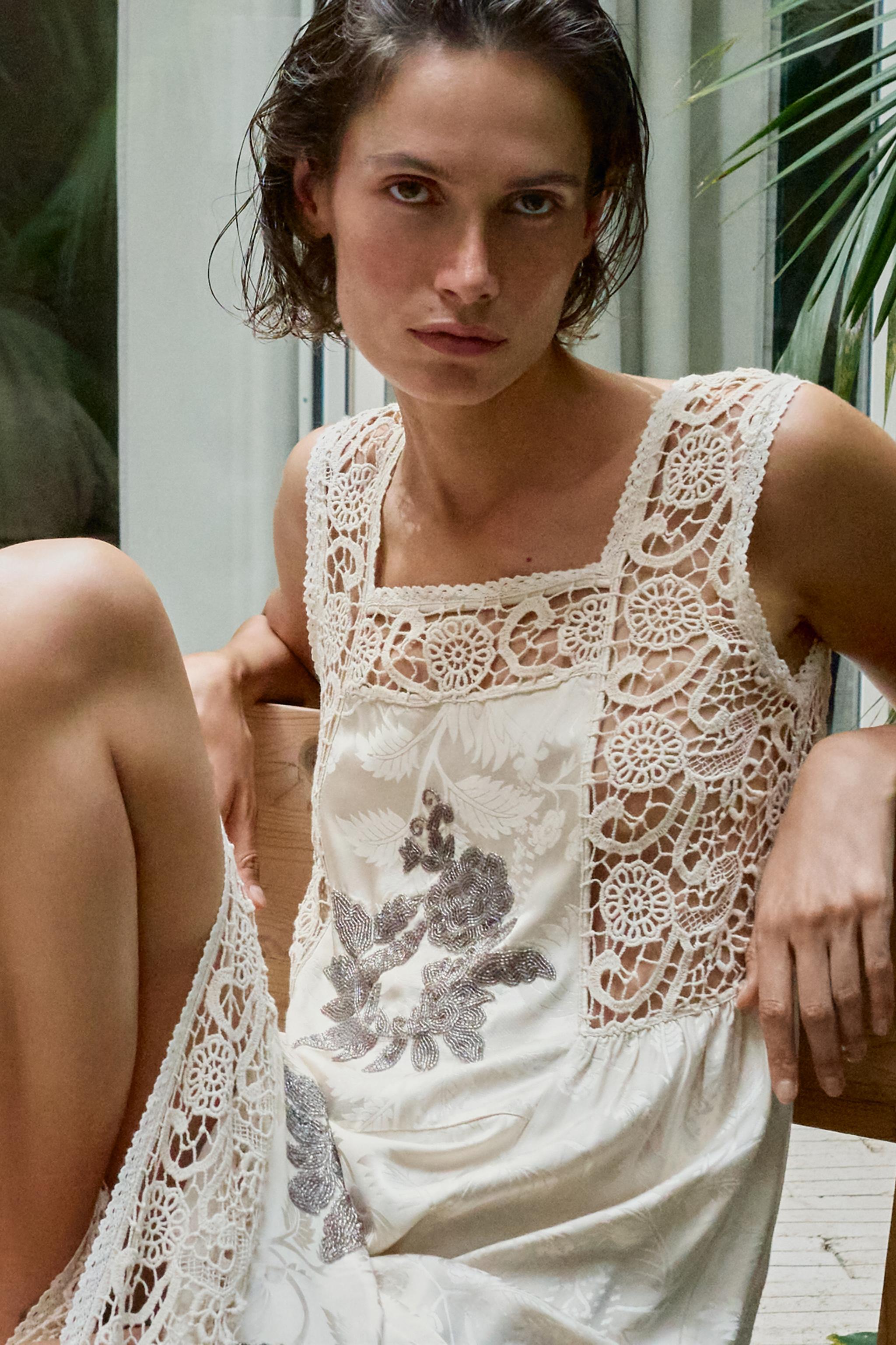 JACQUARD DRESS WITH BEADED EMBROIDERY