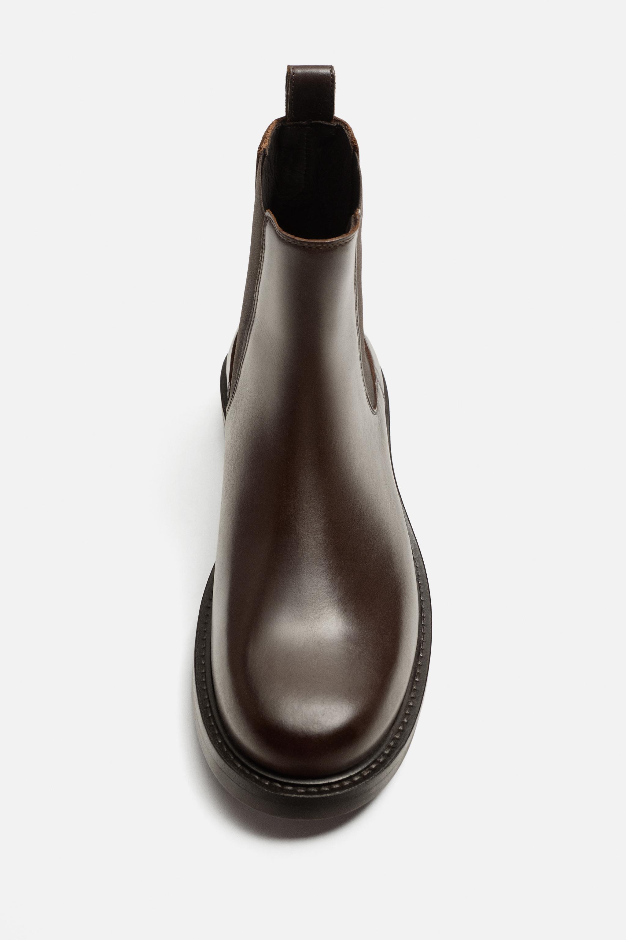 BOTA CHELSEA DE COURO - Marrom | ZARA Brasil