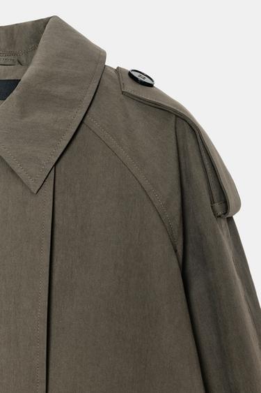 SHORT HOODED TRENCH COAT - dark khaki by Zara - Image 10