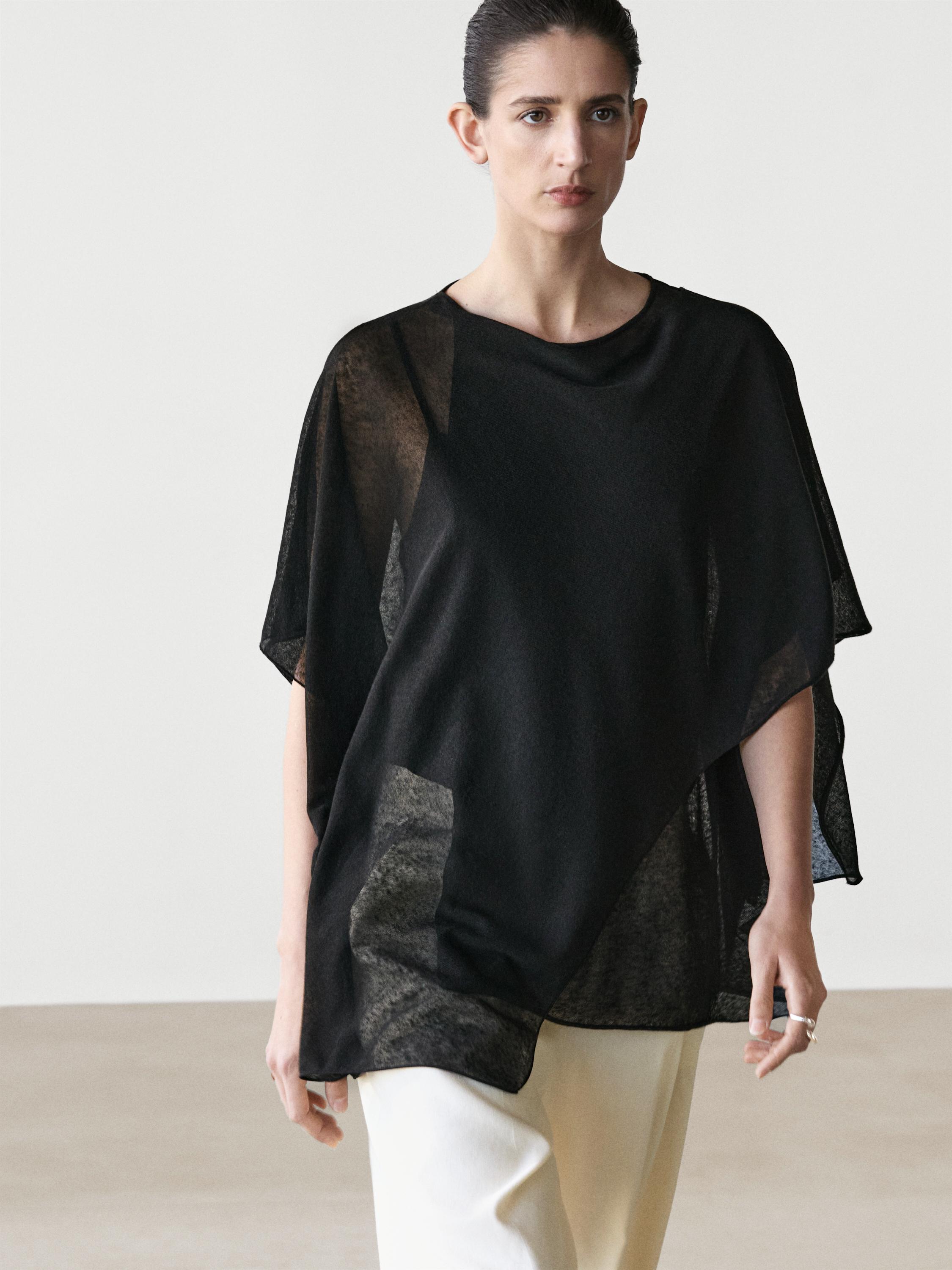Surplice linen blend cape top