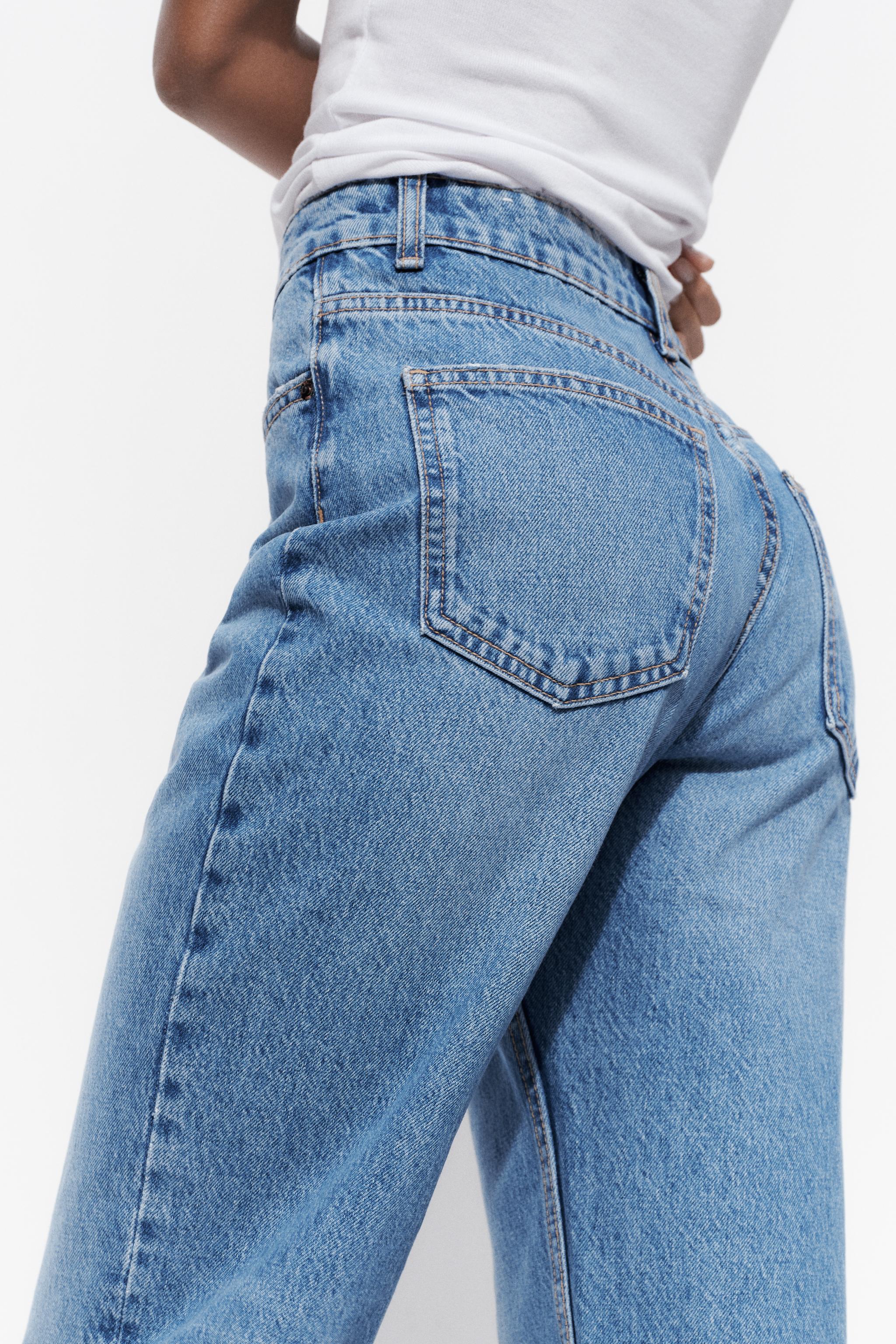 HIGH-WAISTED TRF MOM FIT JEANS - Light gray | ZARA United States