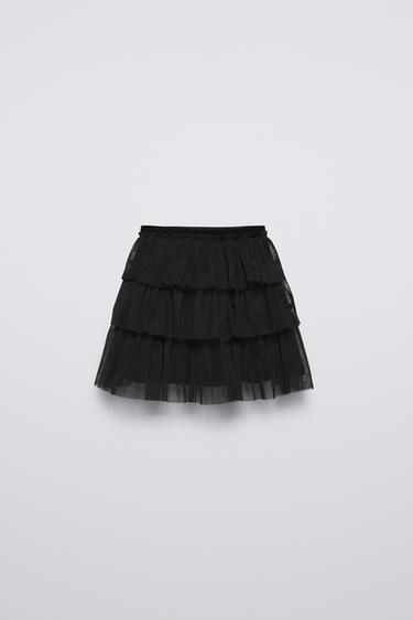 Zara RUFFLED TULLE SKIRT - Black