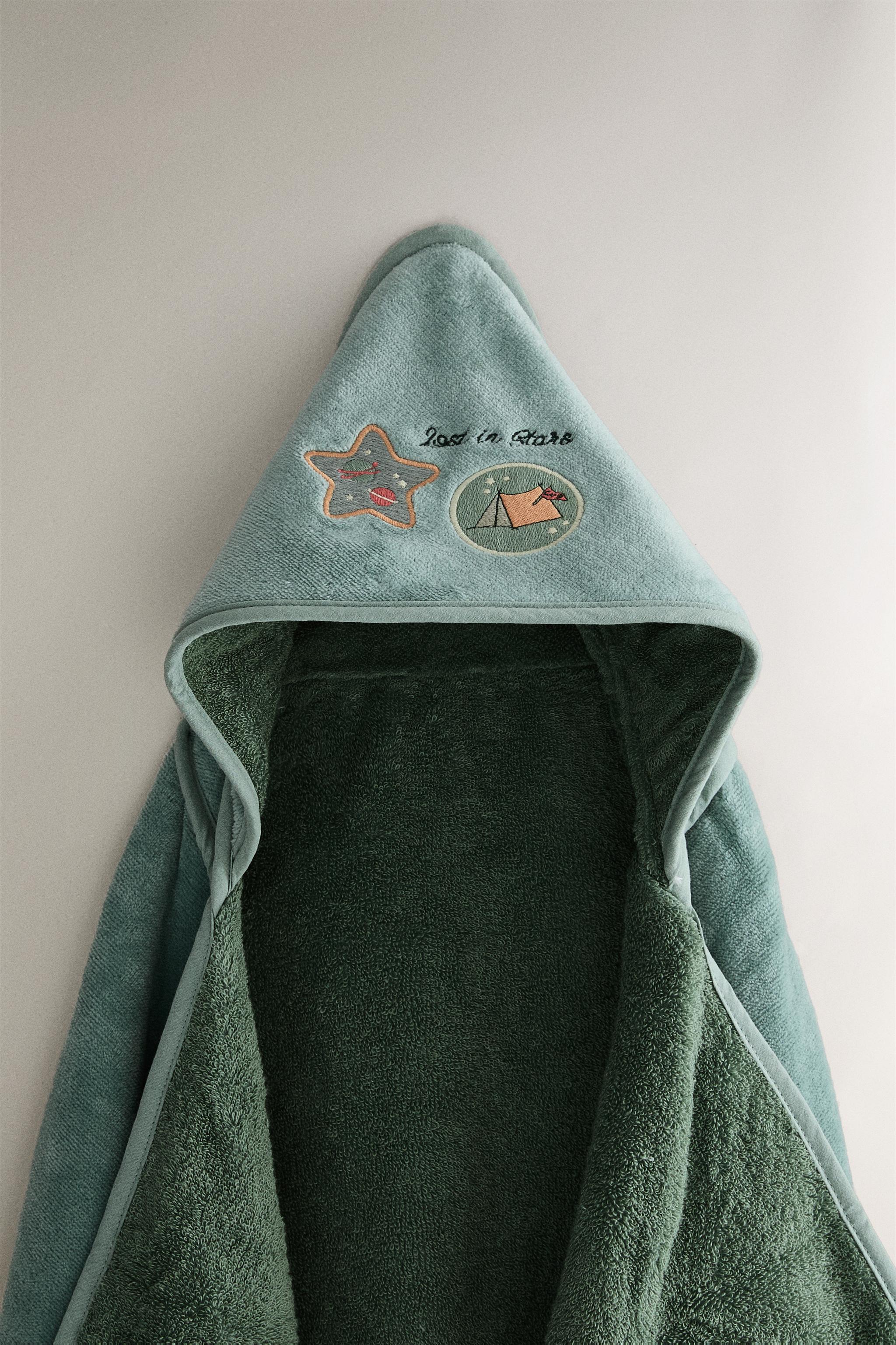 SERVIETTE DE BAIN CAPUCHE BÉBÉ ESPACE