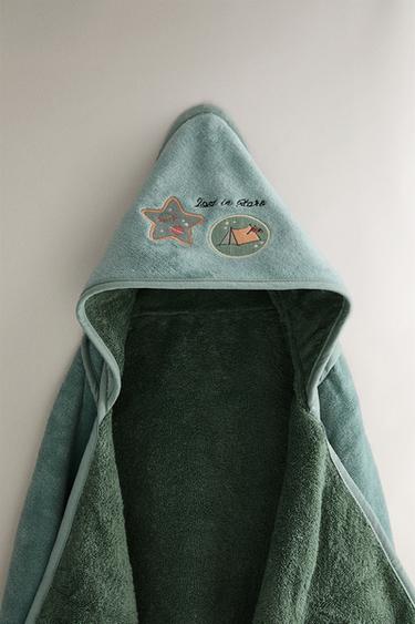 SERVIETTE DE BAIN CAPUCHE BÉBÉ ESPACE - Vert de Zara