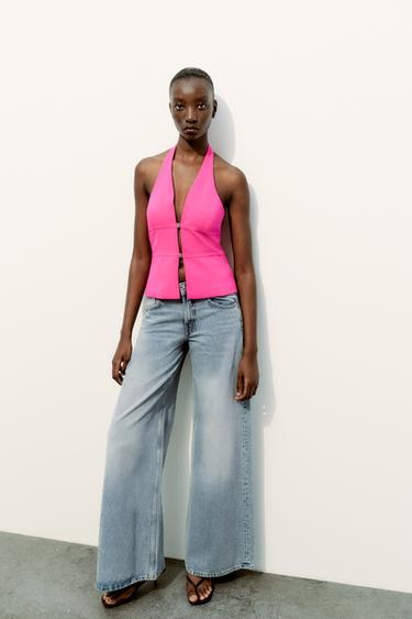TOP HALTER BOUCLES - Fuchsia de Zara - Image 0