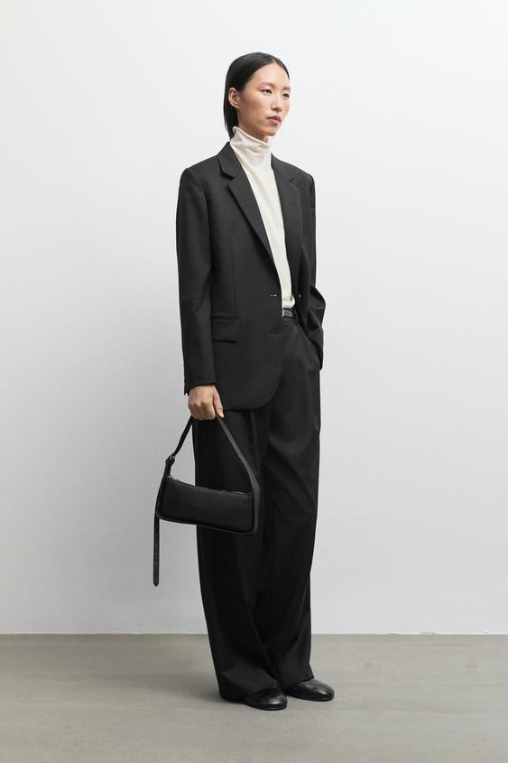 Zara 100% extra fine wool two-button blazer - Black - Image 0
