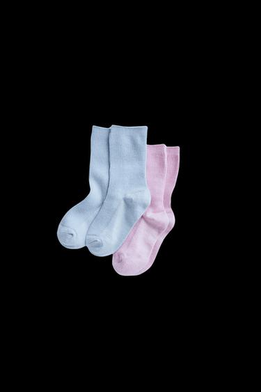 ZARA TIMELESS – 2ER-PACK GESTRICKTE SOCKEN - Blau / Grau von Zara