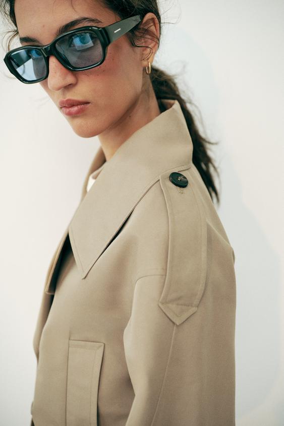 BLOUSON TRENCH COURT CROISÉ - Marron clair de Zara - Image 3