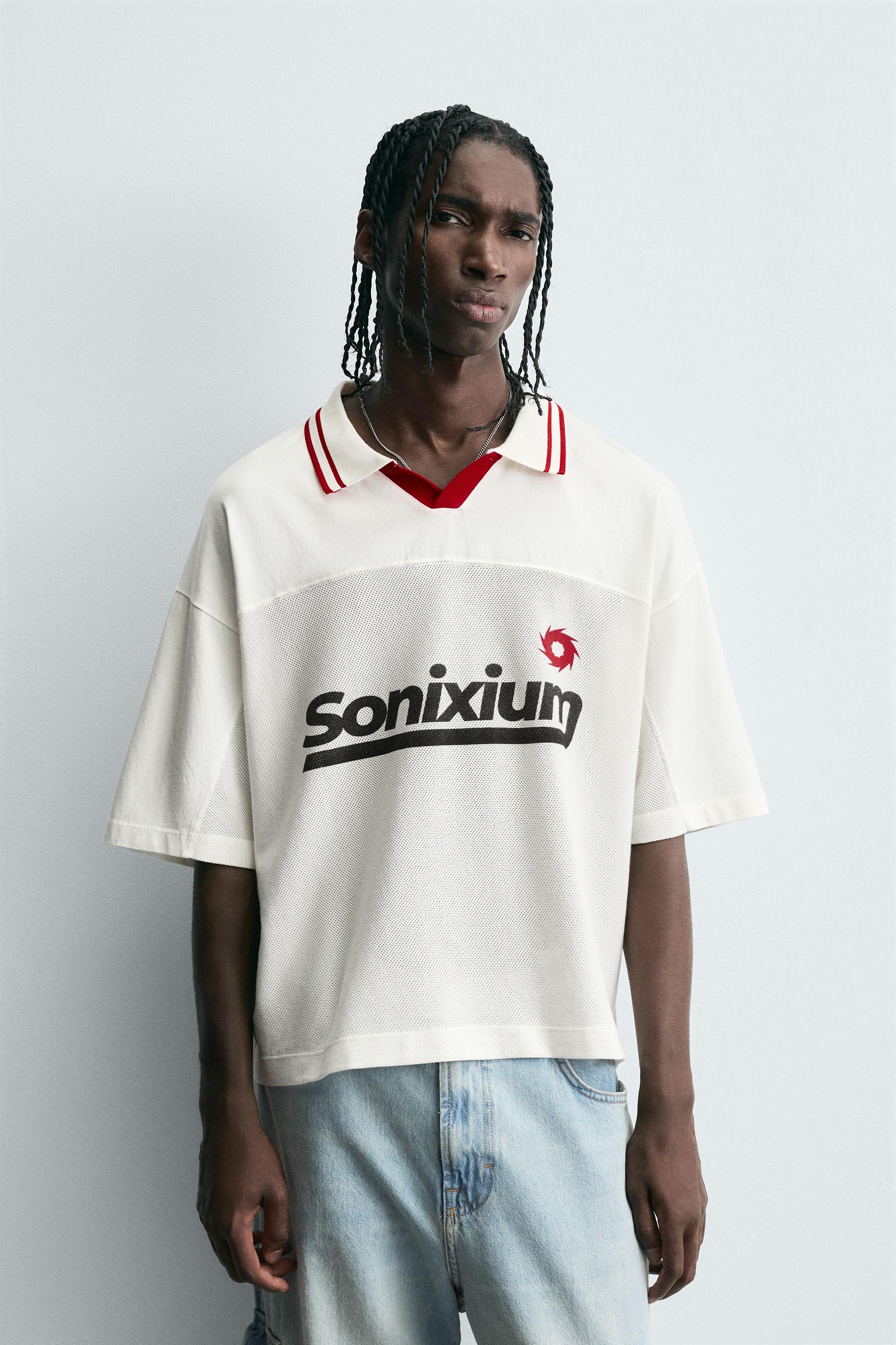 レトロサッカープリントポロシャツ - エクリュ | ZARA Japan / 日本