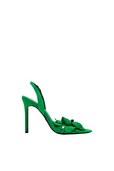 FLOWER LEATHER HIGH-HEEL SANDALS