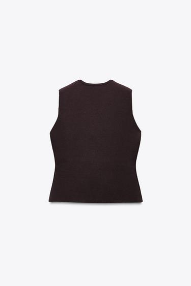 PLAIN KNIT VEST TOP - Brown by Zara - Image 5