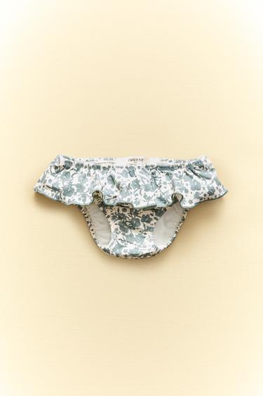 CHILDREN'S TROPICAL FLORAL BEACH BIKINI BOTTOMS - Ecru / Green by Zara - Image 5