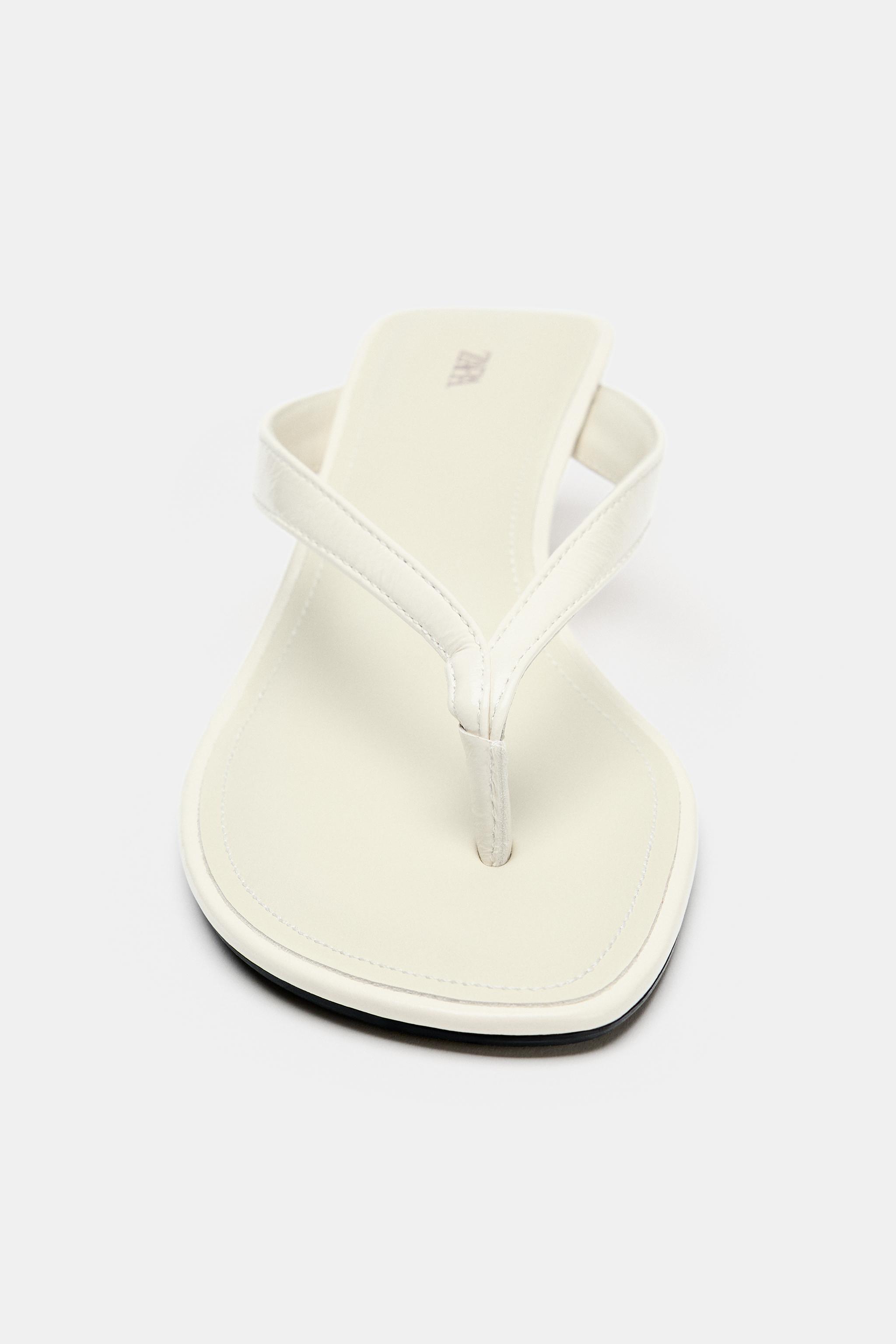 Женские сандалии Zara LEATHER WEDGE SANDALS — фото 5